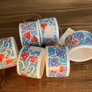 Vintage Ceramic Napkin Rings Rivera Can Beers Decor NWT Set Of 6